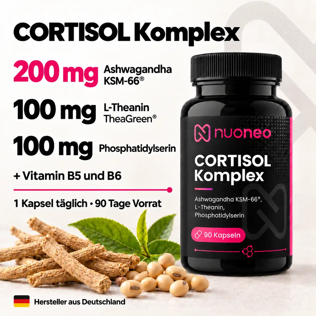 Cortisol Komplex mit KSM-66, L-Theanin und Phosphatidylserin – 90 Kapseln
