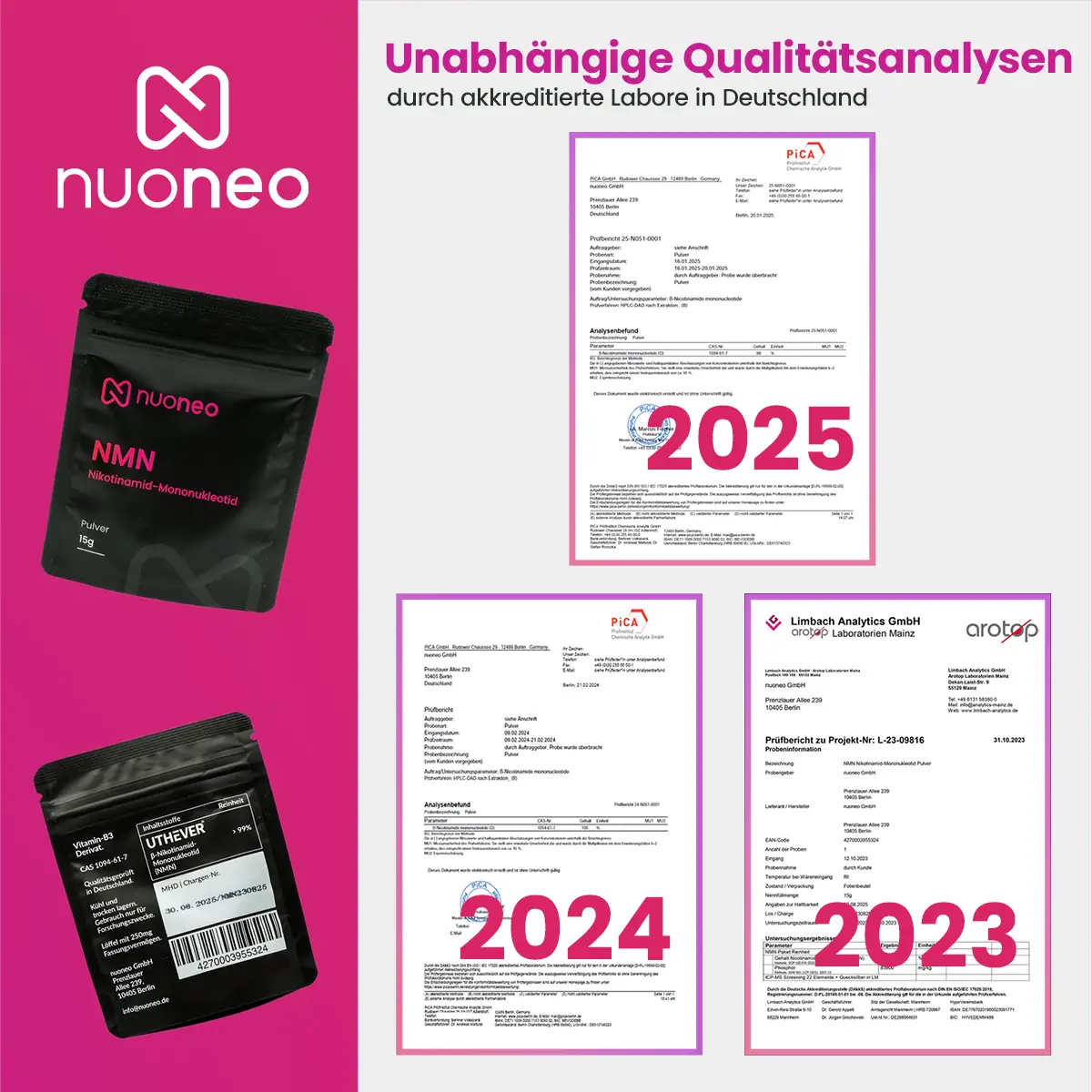 NMN Pulver Analysezertifikate CoA