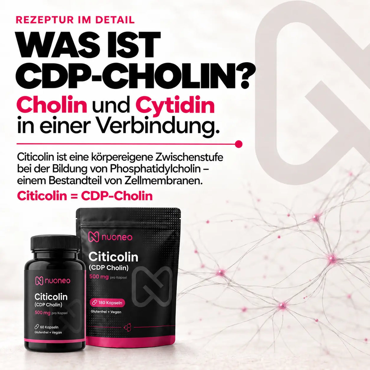 Citicolin als CDP-Cholin aus Cholin und Cytidin – Zwischenstufe bei der Bildung von Phosphatidylcholin