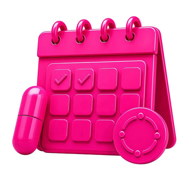 3D-Kalender mit Kapsel als Symbol für die Vorratsdauer
