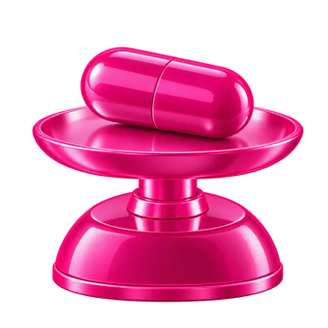 Pink capsule on a pink precision scale as a symbol of clearly dosed L-Tyrosine
