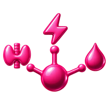 One molecule with three separate pathways to the thyroid gland, lightning bolt and droplet